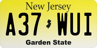 NJ license plate A37WUI