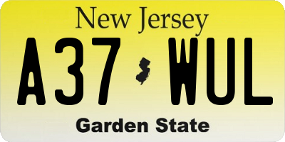 NJ license plate A37WUL
