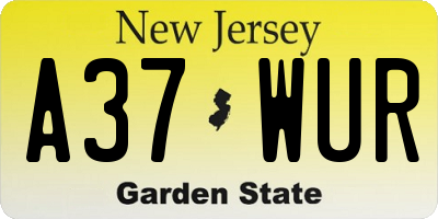 NJ license plate A37WUR