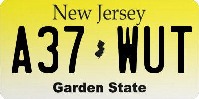 NJ license plate A37WUT