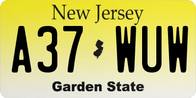 NJ license plate A37WUW