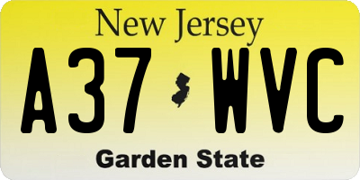 NJ license plate A37WVC