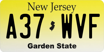 NJ license plate A37WVF