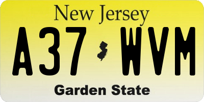 NJ license plate A37WVM