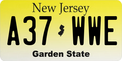 NJ license plate A37WWE