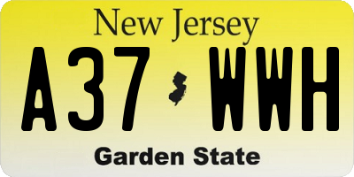 NJ license plate A37WWH