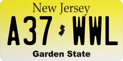 NJ license plate A37WWL