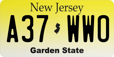 NJ license plate A37WWO