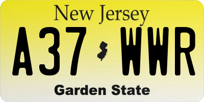 NJ license plate A37WWR