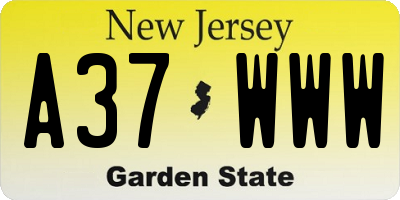 NJ license plate A37WWW