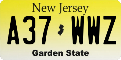 NJ license plate A37WWZ