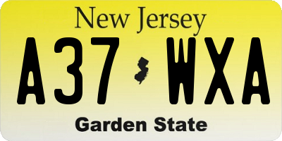 NJ license plate A37WXA