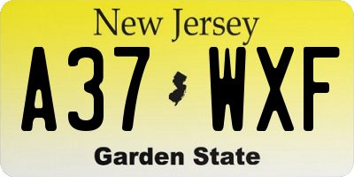 NJ license plate A37WXF