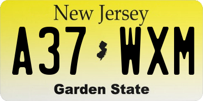 NJ license plate A37WXM