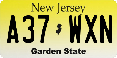 NJ license plate A37WXN