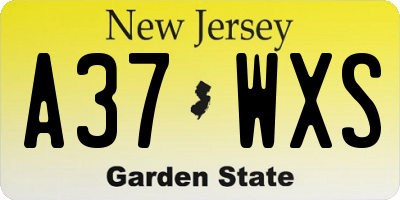 NJ license plate A37WXS