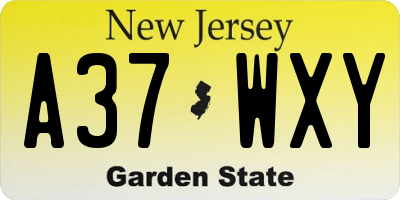 NJ license plate A37WXY