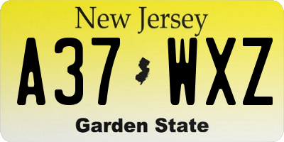 NJ license plate A37WXZ