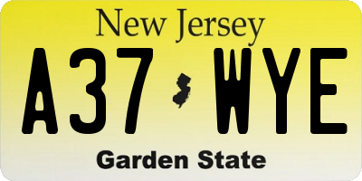 NJ license plate A37WYE
