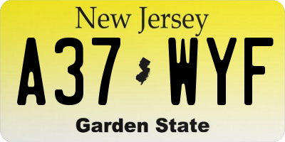 NJ license plate A37WYF