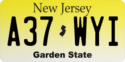 NJ license plate A37WYI