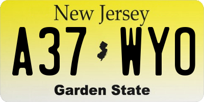 NJ license plate A37WYO