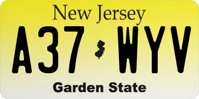 NJ license plate A37WYV