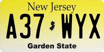 NJ license plate A37WYX