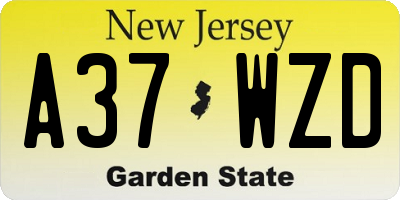 NJ license plate A37WZD