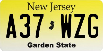 NJ license plate A37WZG