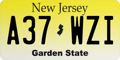 NJ license plate A37WZI