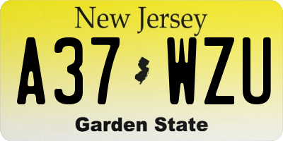 NJ license plate A37WZU