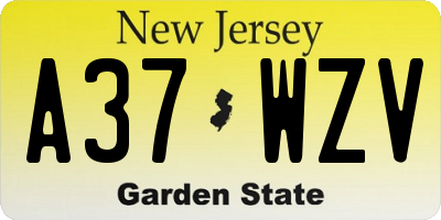 NJ license plate A37WZV