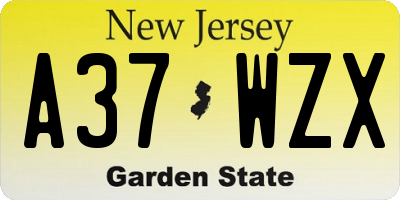NJ license plate A37WZX