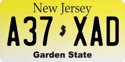 NJ license plate A37XAD