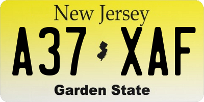 NJ license plate A37XAF