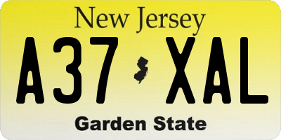 NJ license plate A37XAL