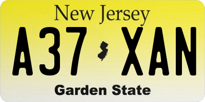 NJ license plate A37XAN