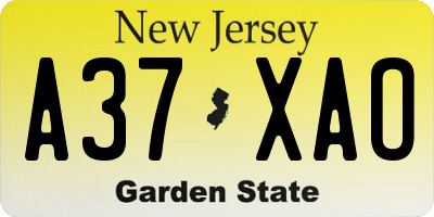 NJ license plate A37XAO
