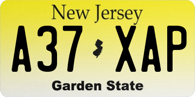 NJ license plate A37XAP