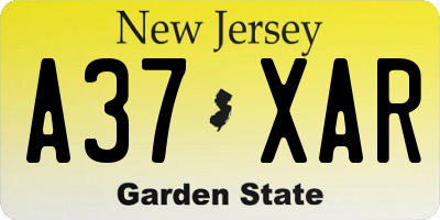 NJ license plate A37XAR