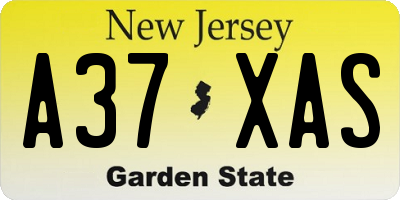 NJ license plate A37XAS