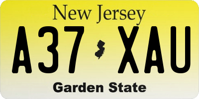 NJ license plate A37XAU