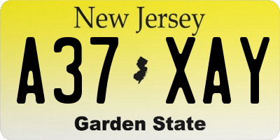 NJ license plate A37XAY