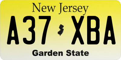 NJ license plate A37XBA