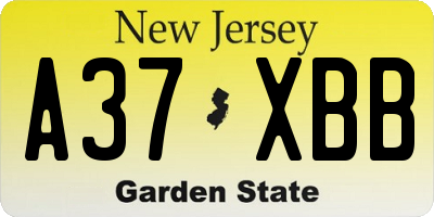 NJ license plate A37XBB