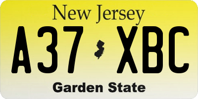 NJ license plate A37XBC