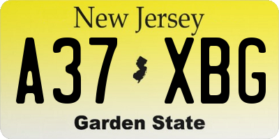 NJ license plate A37XBG