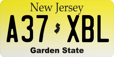 NJ license plate A37XBL