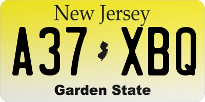 NJ license plate A37XBQ
